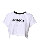 Dolce & Gabbana White Cotton Crew Neck Cropped Top T-shirt